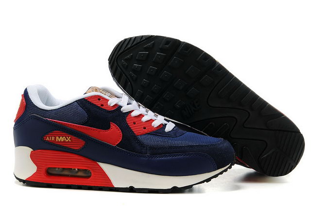 Nike Air Max 90 Shoes For Mens Navy Red White